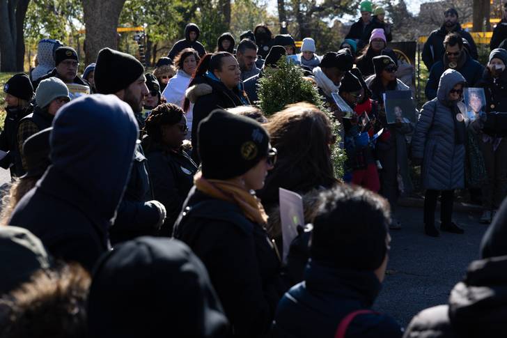 Street safety advocates and families of victims killed in car crashes gather in Brooklyn's Lincoln Terrace on Sunday, Nov. 20 to remember New Yorkers killed by motorists this year.
